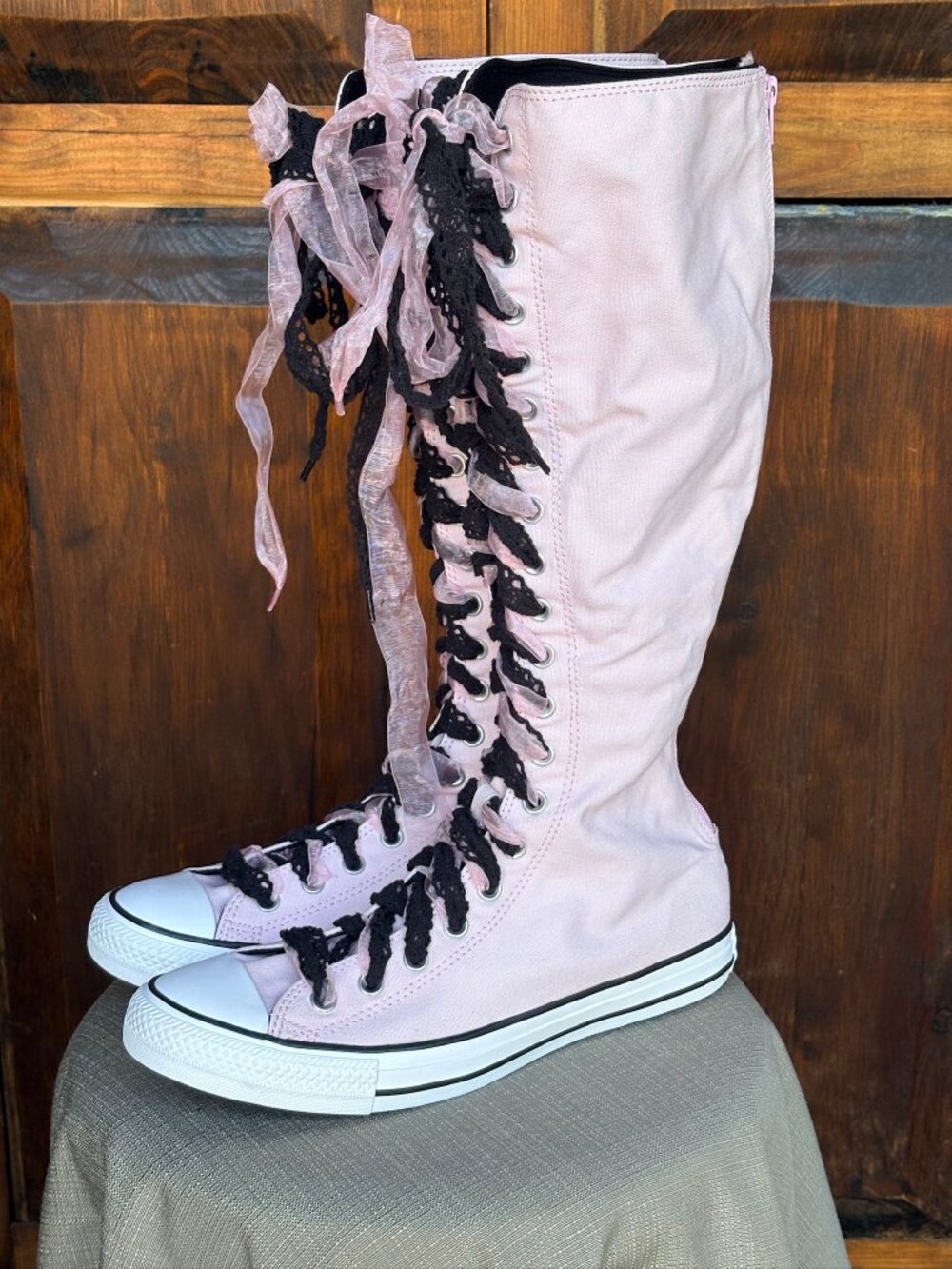 Converse Chuck Taylor XX-Hi Double Lace Summit Pink Knee High NWOB Size 10 W - Picture 7 of 14